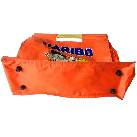 Haribo Candy Themed Red Tote Bag Unique Haribo Bear Boy Blue Logo Wood Handle - Picture 8 of 9